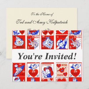 Invitation Motif timbre de la Saint-Valentin vintage des anné
