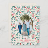 Invitation Motif traditionnel vert et rouge grand millénaire (Devant / Derrière)