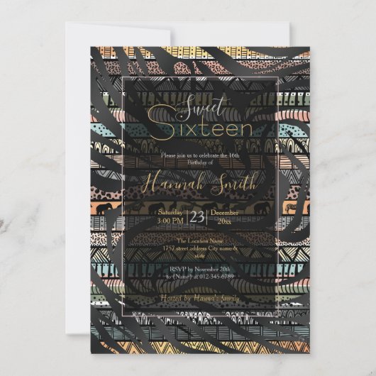 Invitation Motif tribal africain Zebra Stripes (Devant)