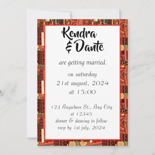 Invitation Motif tribal Afrocentrique Kente (Devant)