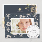 Invitation Motif tropical Marine Blue Luau (Devant / Derrière)