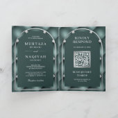Invitation Motif Turquoise foncé Tufted QR Code Mariage musul (Intérieur)