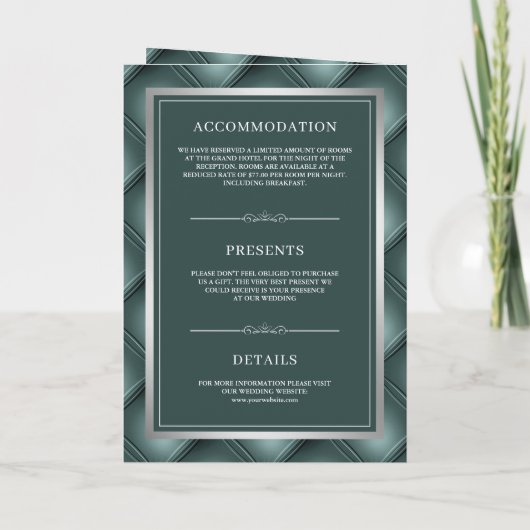 Invitation Motif Turquoise foncé Tufted QR Code Mariage musul (Dos)