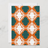Invitation motif turquoise orange blanc damassé (Dos)