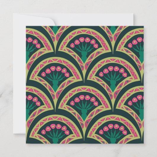 Invitation motif vert en forme de coque (Devant)