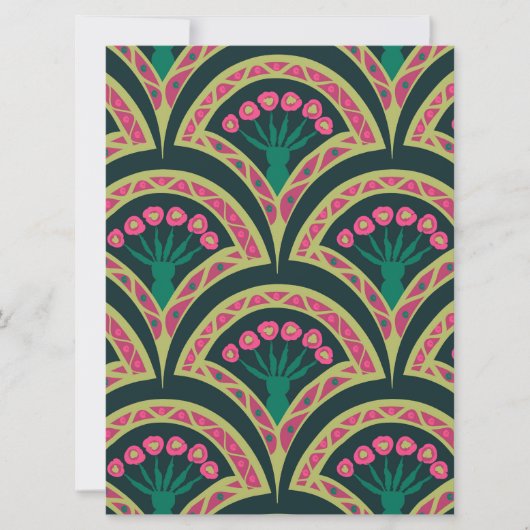 Invitation motif vert en forme de coquillage (Devant)