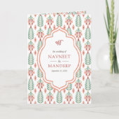 Invitation Motif vert orange tout en un Mariage sikh (Devant)