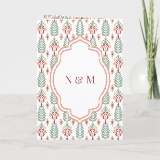 Invitation Motif vert orange tout en un Mariage sikh (Dos)