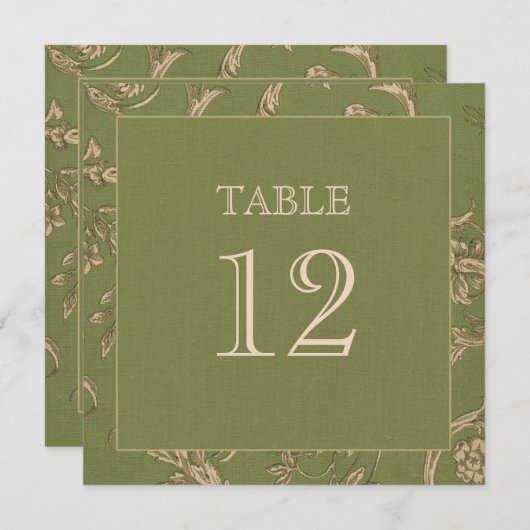 Invitation Motif Vintage beige vert Burlap Mariage Texture (Devant / Derrière)