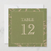 Invitation Motif Vintage beige vert Burlap Mariage Texture (Devant)