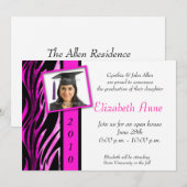 Invitation Motif Zébrée rose (Devant / Derrière)
