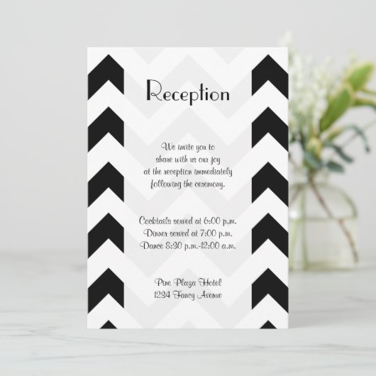 Invitation Motif zig-zag noir et blanc, Chevron, Réception (Debout devant)