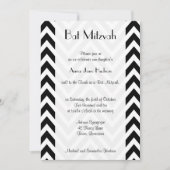 Invitation Motif Zigzag noir et blanc, Bat mitzvah (Devant)