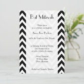 Invitation Motif Zigzag noir et blanc, Bat mitzvah (Debout devant)