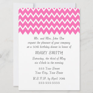 Invitation Motif Zigzag rose chaud