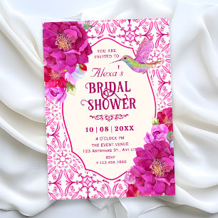 Invitation motifRose carrelage artistique floral shower de ma