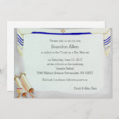 Invitation Motifs Bar Mitzvah en aquarelle (Devant / Derrière)
