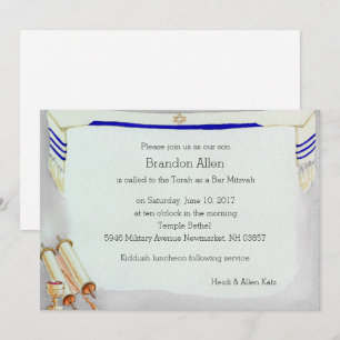 Invitation Motifs Bar Mitzvah en aquarelle
