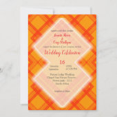 Invitation Motifs de chèques en rouge et orange (Devant)