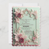 Invitation Motifs floraux Roses doux baroques d'élégance marr (Devant)