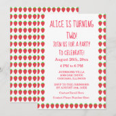 Invitation Motifs fraises 2e anniversaire fête âge personnali (Devant / Derrière)