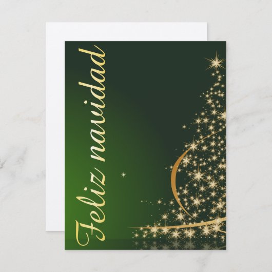Invitation Motivo navideño verde con arbol de navidad. (Devant / Derrière)