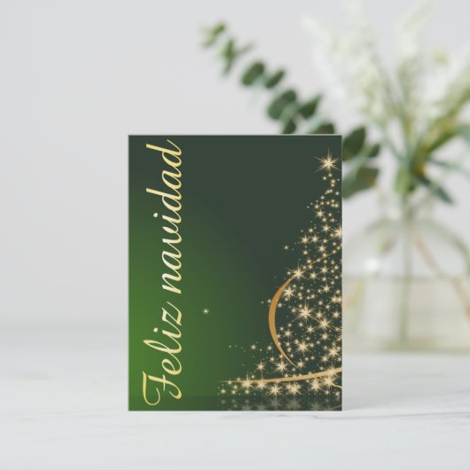 Invitation Motivo navideño verde con arbol de navidad. (Debout devant)