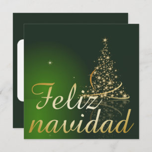 Invitation Motivo navideño verde con arbol de navidad.