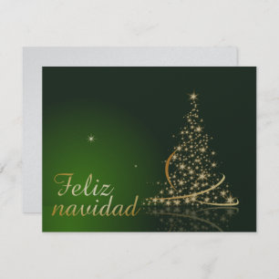 Invitation Motivo navideño verde con arbol de navidad.