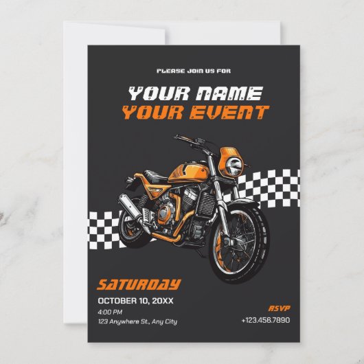 Invitation Moto classique (Devant)