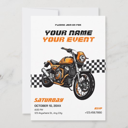 Invitation Moto classique (Devant)