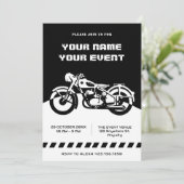 Invitation Moto classique noir et blanc (Debout devant)