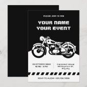Invitation Moto classique noir et blanc (Devant / Derrière)