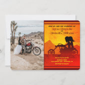 Invitation Moto Couple Mountain Sunset Mariage photo (Devant)