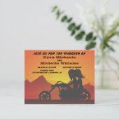 Invitation Moto Couple Mountain Sunset/Sunrise Mariage (Debout devant)