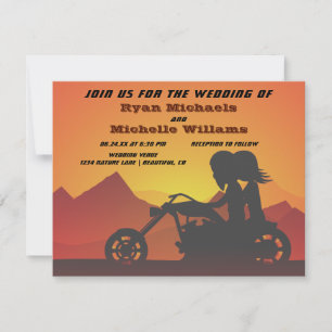 Invitation Moto Couple Mountain Sunset/Sunrise Mariage