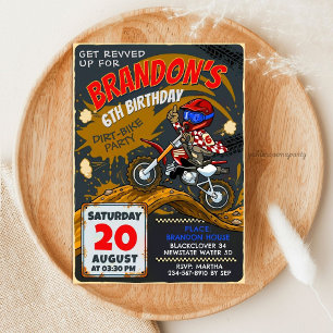 Invitation Moto Cross Rouge Anniversaire Moto Cross - Course 