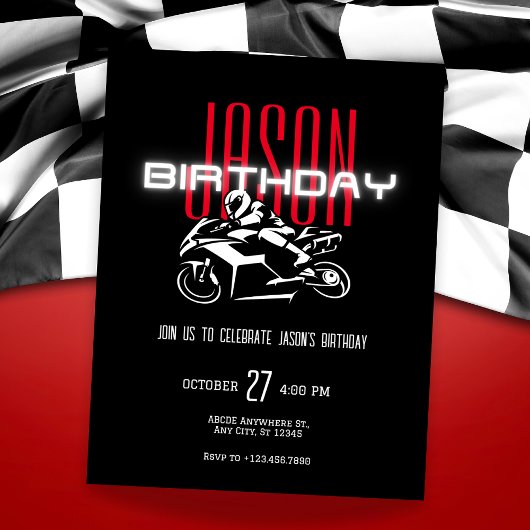 Invitation Moto d'anniversaire sombre