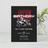 Invitation Moto d'anniversaire sombre (Debout devant)