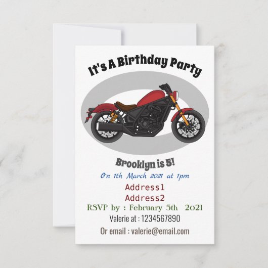 Invitation moto de style croiseur cool (Devant)