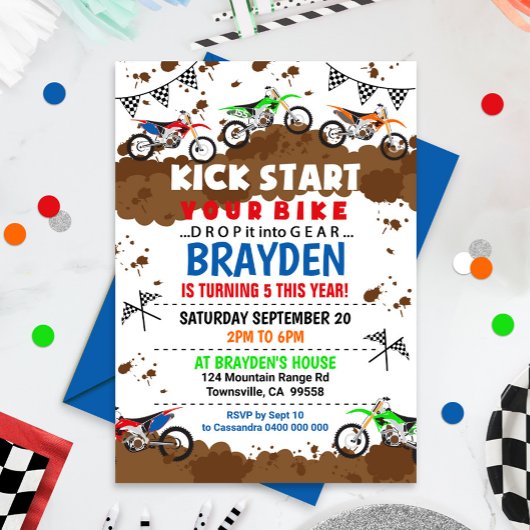 Invitation moto Dirt Bike Party Invitation