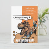 Invitation Moto équitation T-Rex Dino Fun Anniversaire (Debout devant)