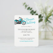 Invitation Moto et Coeurs Aqua Mariage Réception (Debout devant)