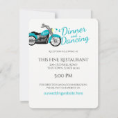 Invitation Moto et Coeurs Aqua Mariage Réception (Devant)