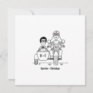 Invitation Moto et Mariage Sidecar personnalisés