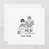 Invitation Moto et Mariage Sidecar personnalisés (Devant / Derrière)