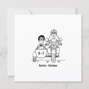 Invitation Moto et Mariage Sidecar personnalisés