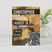 Invitation Moto moderne thème 50e anniversaire Golden (Debout devant)