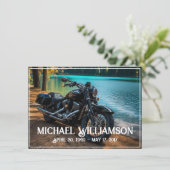 Invitation Moto près de l'eau Fête de la vie (Debout devant)