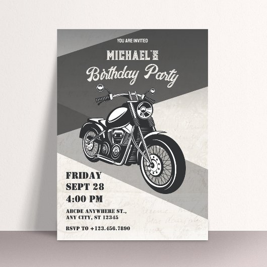 Invitation Moto rétro vintage d'anniversaire